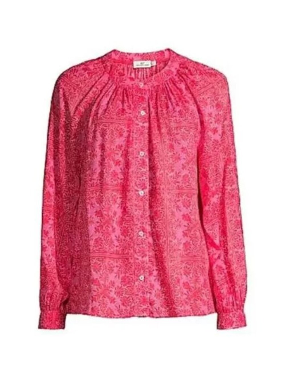 Vineyard Vines EUC Size M Pink Coral Floral Print Long Sleeve Top Button Down